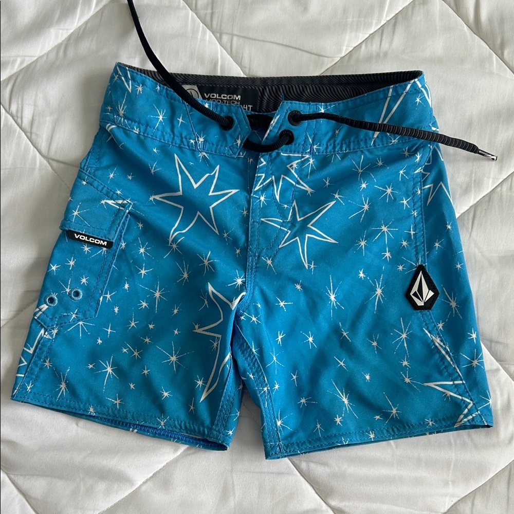 Volcom Blue Star Print Kids Swim Trunks